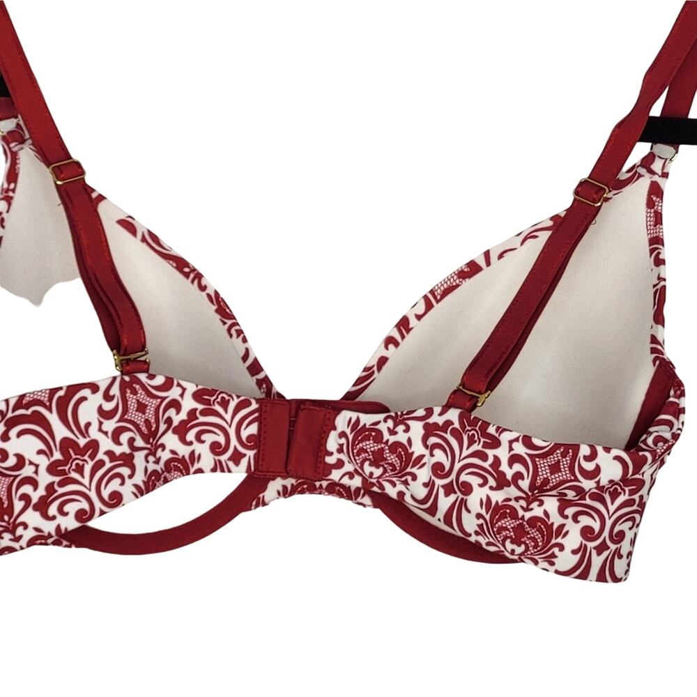 SOMA Embraceable Demi Red and White Fleur De Lis Printed Bra Size 34C - Picture 4 of 7